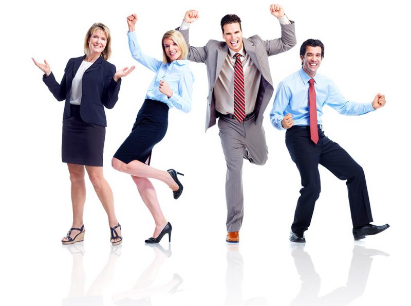 Happy Business people team. Isolated over white background.